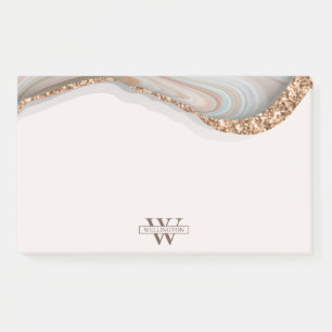 Agate Stone Marble Monograma Nombre Post-it Notas