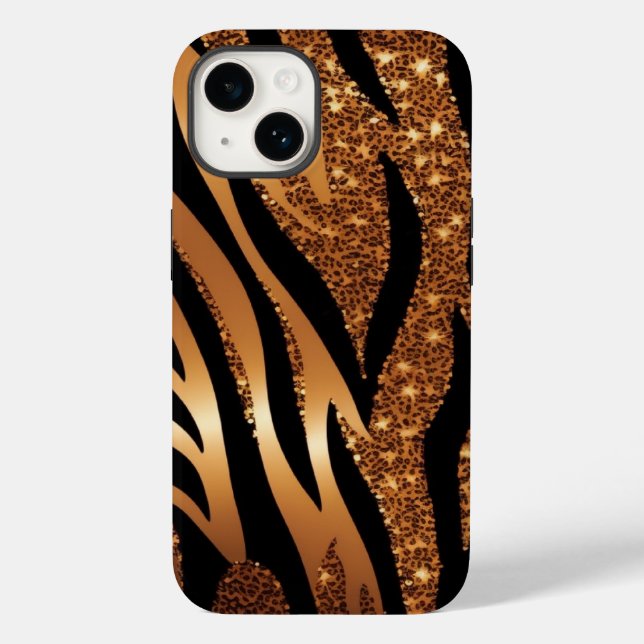 Agate Tiger Blue Purpurina iPhone Mate Funda duro (Reverso )
