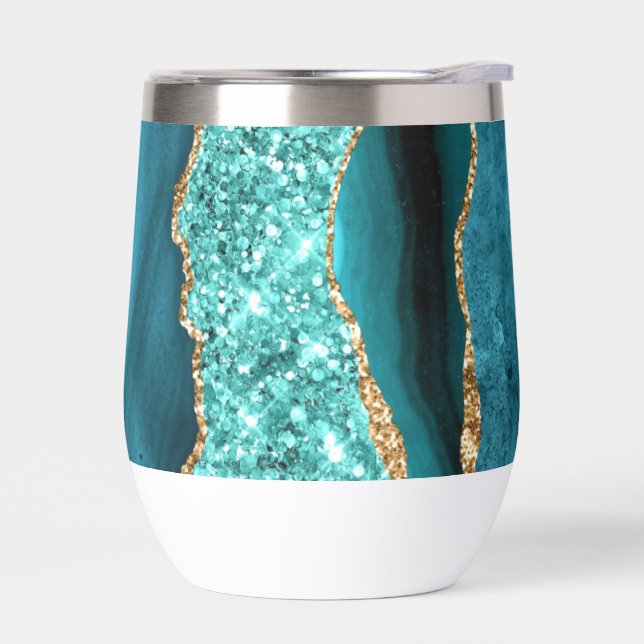 Agate Verde azulado Purpurina de oro azul Marble A (Izquierdo)