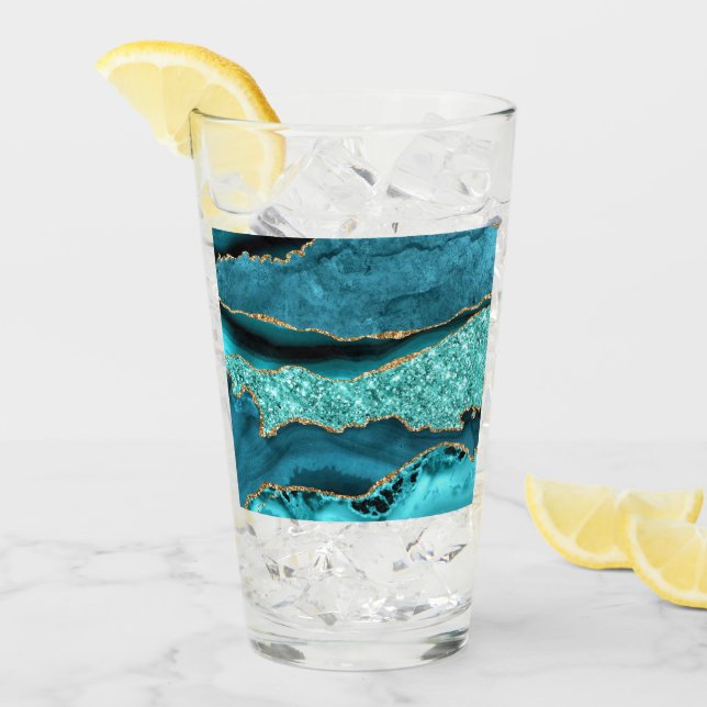 Agate Verde azulado Purpurina de oro azul Marble A (Anverso (hielo))