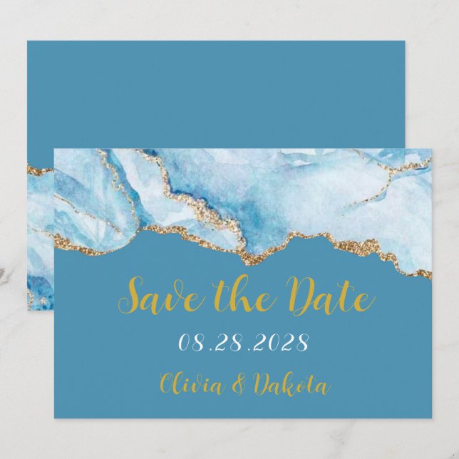 Agato Dusty Blue y Gold Guardar las tarjetas de fe (Anverso / Reverso)