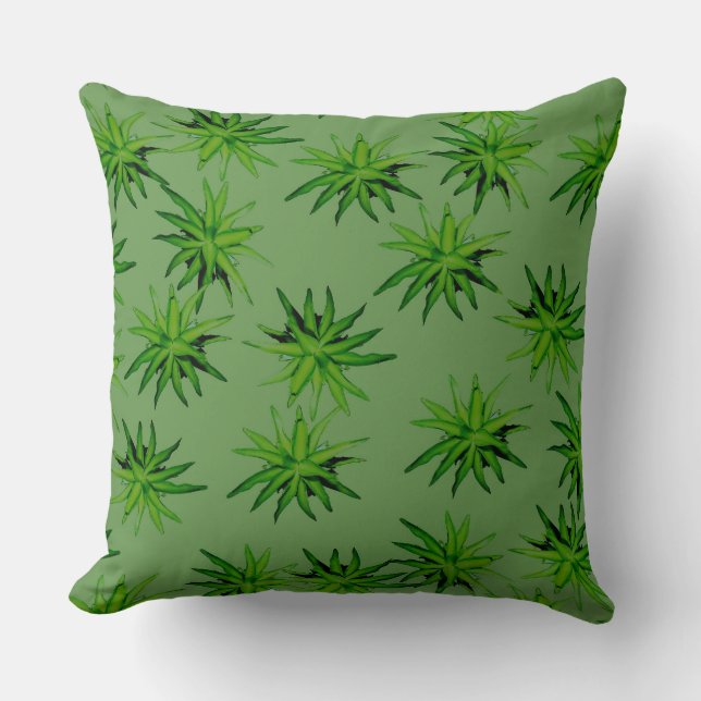 Agave Rosette - Cojín decorativo verde de Cactus (Anverso)