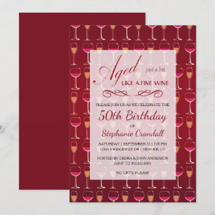 Aged Like Fine Wine Birthday Party Invitación