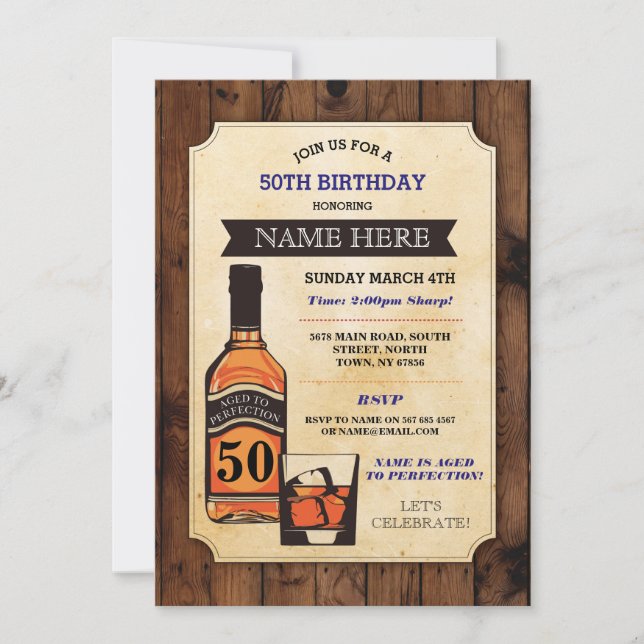 Aged to Perfection Birthday Whisky Invitaciones (Anverso)