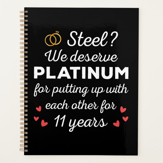 Agenda 11° Aniversario Boda I - Pareja divertida de acero (Anverso)