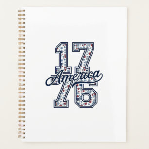 Agenda 1776 América Floral Patriótico Vintage Diseño Vect