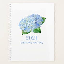 Agenda 2021 acuarela floral Hydrangea Nombre personalizad
