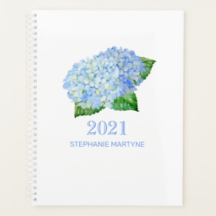 Agenda 2021 acuarela floral Hydrangea Nombre personalizad