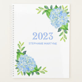 Agenda 2021 Hidrangea Azul floral moderna personalizada