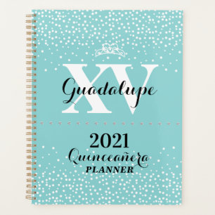 Agenda 2021 Verde azulado Aqua Blue Silver Purpurina XV Q