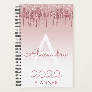 Agenda 2022 Rosa Dorado Brillo Rosa Monograma