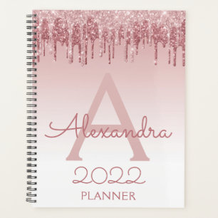 Agenda 2022 Rosa Dorado Brillo Rosa Monograma