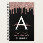 Agenda 2022 Rosa Dorado - Rosa Clavel Negro Glitter Monog<br><div class="desc">2022 Rosa Dorado - Cuaderno Espiral de Monograma y Inicial con Rosa Clavel y Negro Brillo Glitter. Esto hace el regalo perfecto para cumpleaños dulces 16, boda, ducha de novia, aniversario, ducha de bebé o fiesta de despedida de soltera para alguien que ama el lujo glamoroso y los estilos chic....</div>