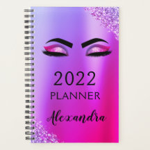 2022 Rosa Purpúreo Monograma Destellos Pestañas Mo