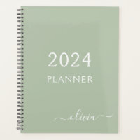 2022 Sage Green Script Monograma Nombre moderno