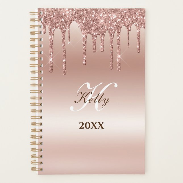 Agenda 2023 Dripping Rosa Gold nombre personalizado (Anverso)