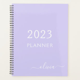 Agenda 2023 Lavender Purple Script Monograma Nombre moder
