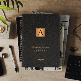 Agenda 2023 Monogramado elegante dorado negro moderno