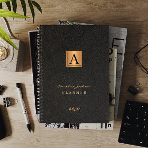 Agenda 2023 Monogramado elegante dorado negro moderno