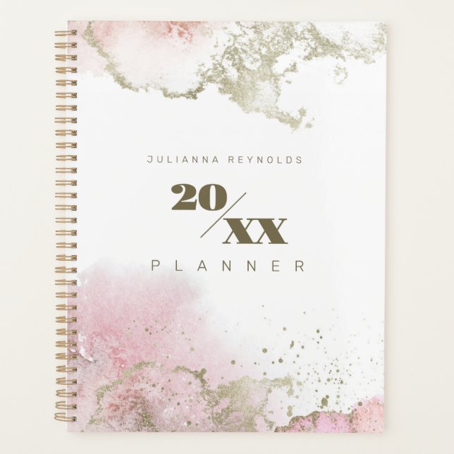 Agenda 2024 Abstract Pink & Gold Planner (Anverso)