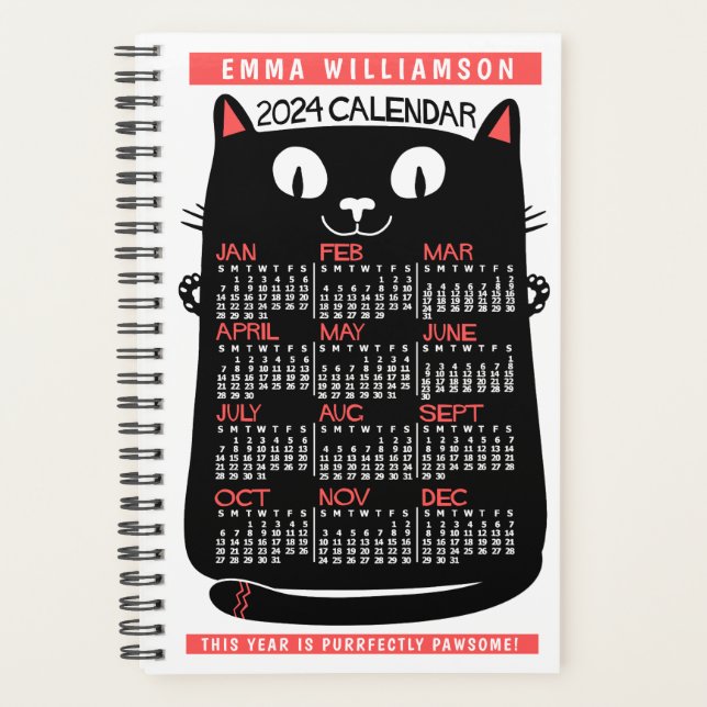 Agenda 2024 Año Calendario Mensual Mediosiglo Negro Cat S (Anverso)