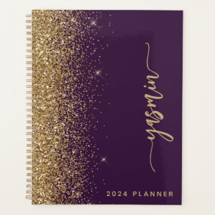 Agenda 2024 Personalizado Purpura Dorado Brillante