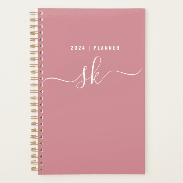 Agenda 2024 Plantador mensual Dusty Pink (Anverso)