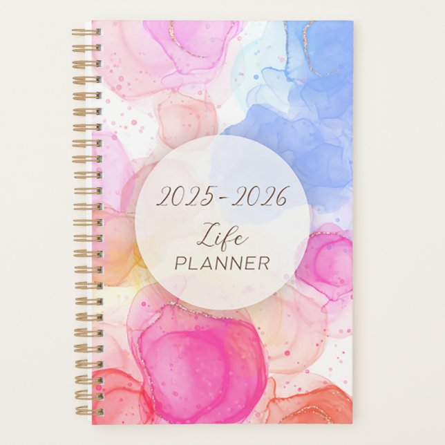 Agenda 2025-2026 Life Planner - Sueños de acuarela (Anverso)