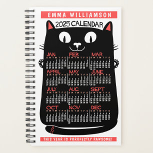 Agenda 2025 Año Calendario Mensual Mediosiglo Negro Cat S