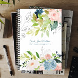 Agenda 2025 Elegante y elegante empresa acuática floral<br><div class="desc">Moda acuarela negocio floral o planificador de actividades personales con ramos de rosas de peones azules de pizarra y rosa rubor con hojas y follaje verdes y un guión elegante de caligrafía. Fácil de personalizar con tus detalles en el frente y en el trasero! Este planificador es adecuado para floristas,...</div>