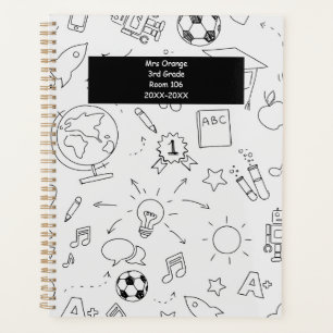 Agenda 2025 Maestra de primaria en blanco y negro