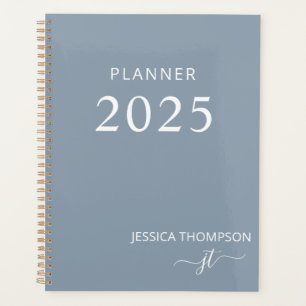 Agenda 2025 Modern Girly Dusty Blue Monograma Planner