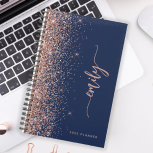 Agenda 2025 Personalizado Rosa Dorado Brillante Azul Mari