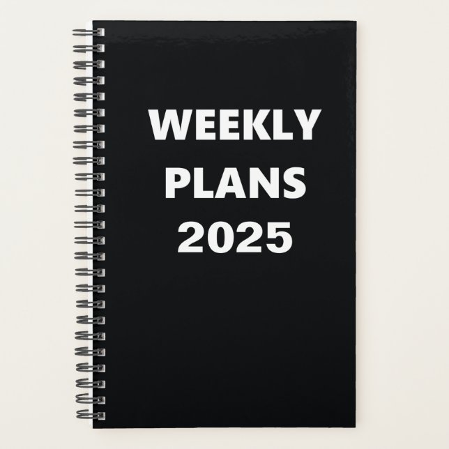 Agenda 2025 Planes semanales de diseño blanco negro simpl (Anverso)