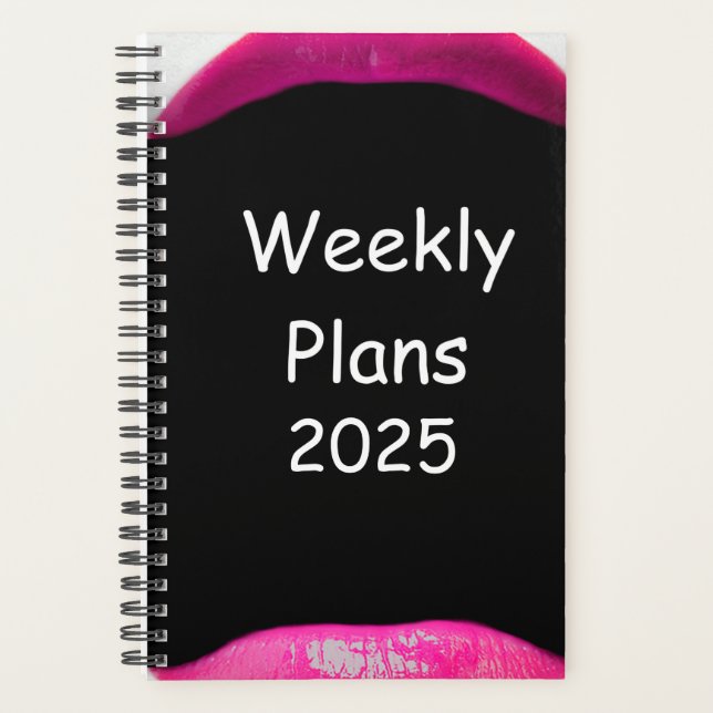 Agenda 2025 Planes Semanales Diseño de Labios Rosa Sencil (Anverso)