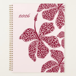 Agenda 2026 Arte Floral de Hibisco Rojo