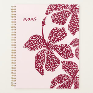 Agenda 2026 Arte Floral de Hibisco Rojo 