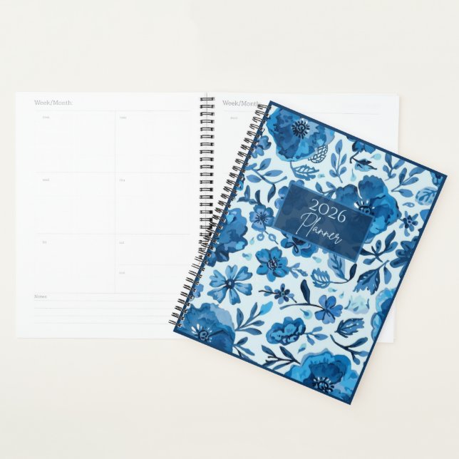 Agenda 2026 Blue Floral Planner | Elegant | Botanical | (Demostración)