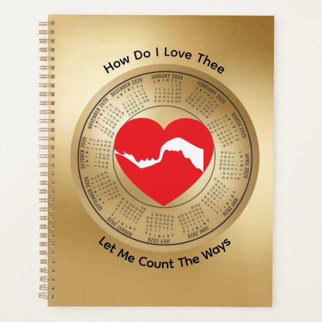Agenda 2026 Calendar Lovers' How Do I Love Thee Planner (Anverso)