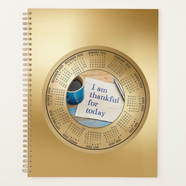 Agenda 2026 Calendar Planner I Am Thankful For Today (Anverso)
