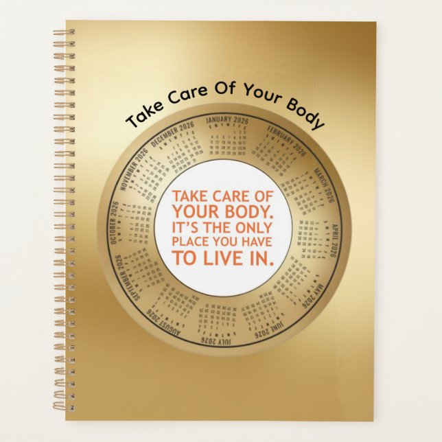 Agenda 2026 Calendar Planner quote Take Care Of Your Body (Anverso)