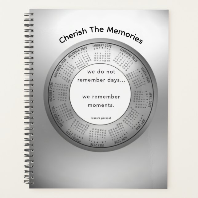 Agenda 2026 Calendar Planner quote We Remember Moments (Anverso)