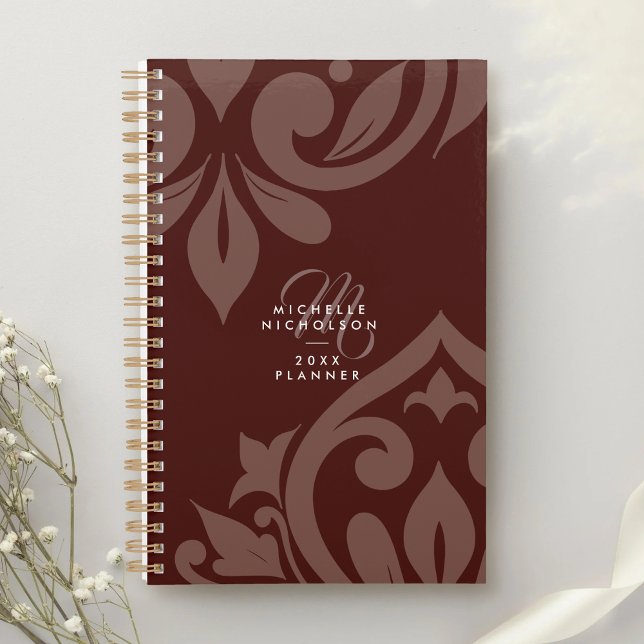 Agenda 2026 Clásico Damasco Chic Tipografía Monogramada (Subido por el creador)