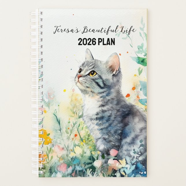 Agenda 2026 Custom Planner | Floral Cat Planner (Anverso)