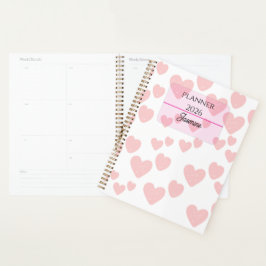 Agenda 2026 Feminine Planner | Soft Pink Hearts & Elegant