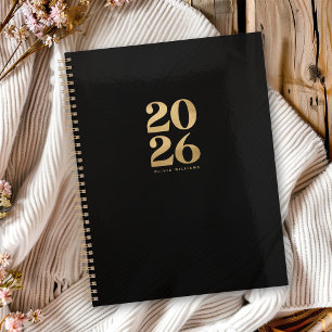 Agenda 2026 Modern Elegant Relieve metalizado dorado Purp