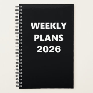 Agenda 2026 Planes semanales de diseño blanco negro simpl