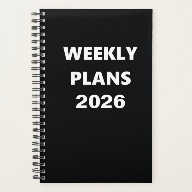 Agenda 2026 Planes semanales de diseño blanco negro simpl (Anverso)