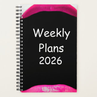 Agenda 2026 Planes Semanales Diseño de Labios Rosa Sencil