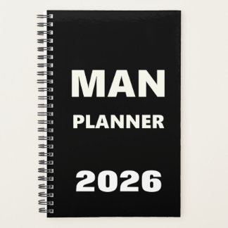 Agenda 2026 Planner For Men Man Planner White Font Black